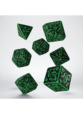 Forest 3D Green & black Dice Set (7)